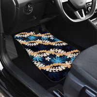 Puakenikeni Maile Lei Car Mats Frangipani Blue Tropical Leaves LT01 - Polynesian Pride