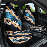 Puakenikeni Maile Lei Car Seat Cover Frangipani Blue Tropical Leaves