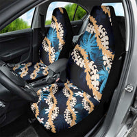 Puakenikeni Maile Lei Car Seat Cover Frangipani Blue Tropical Leaves