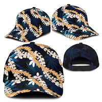 Puakenikeni Maile Lei Classic Cap Frangipani Blue Tropical Leaves