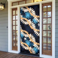 Puakenikeni Maile Lei Door Cover Frangipani Blue Tropical Leaves LT01 - Polynesian Pride