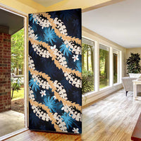Puakenikeni Maile Lei Door Cover Frangipani Blue Tropical Leaves LT01 - Polynesian Pride