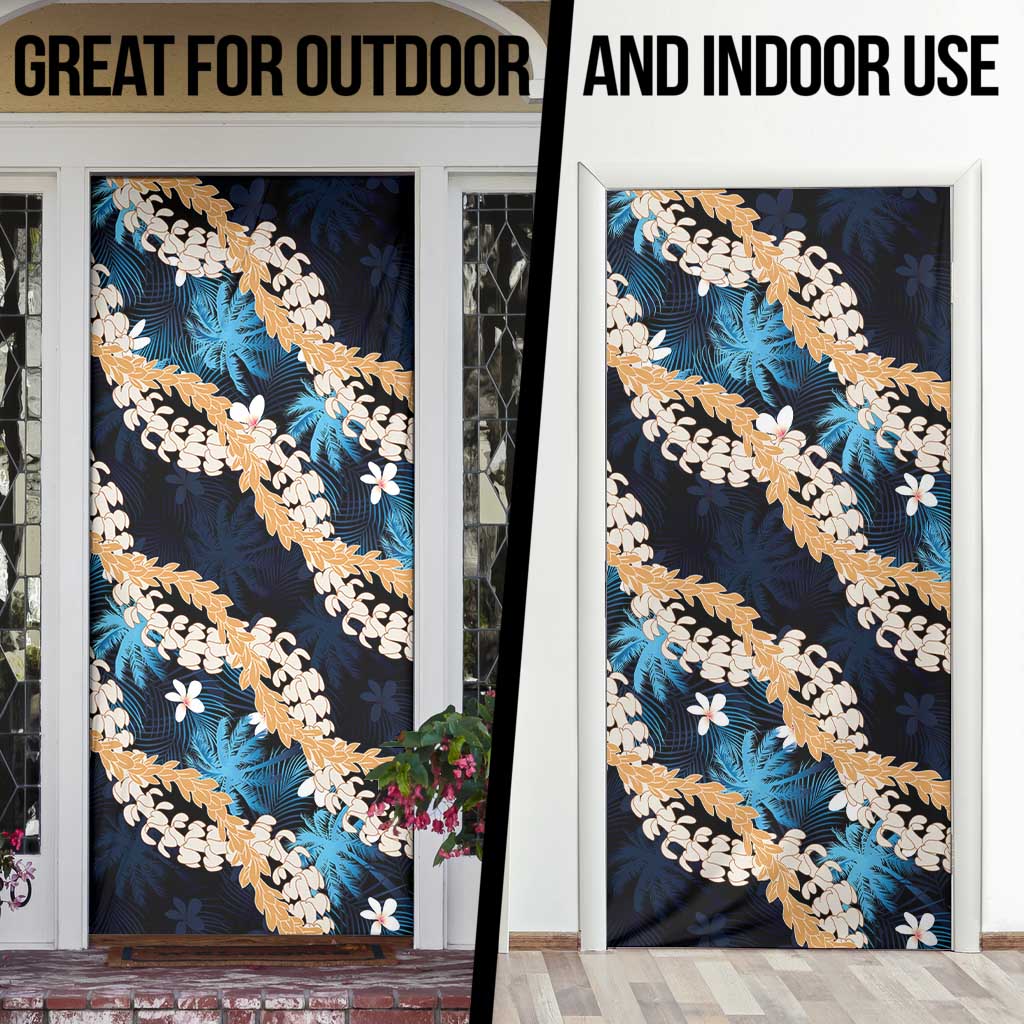 Puakenikeni Maile Lei Door Cover Frangipani Blue Tropical Leaves LT01 - Polynesian Pride