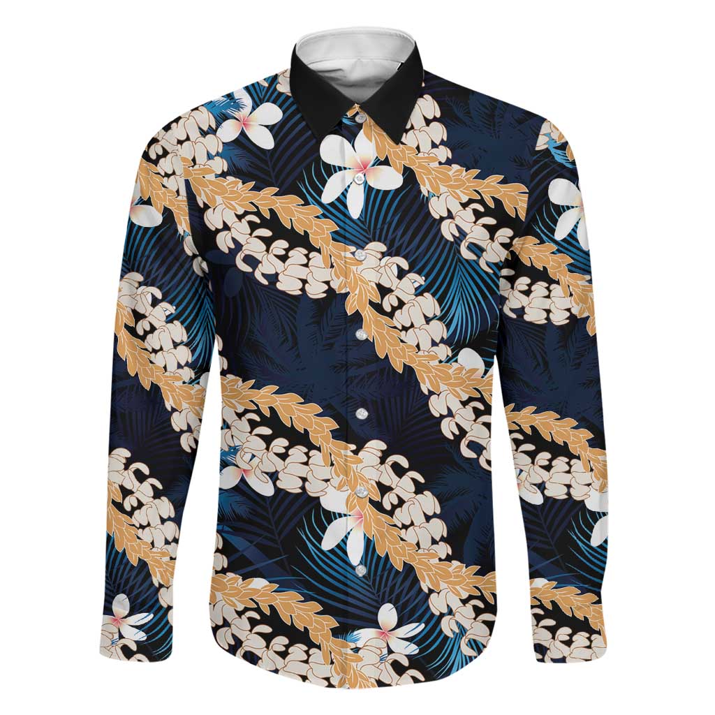 Puakenikeni Maile Lei Family Matching Off Shoulder Maxi Dress and Hawaiian Shirt Frangipani Blue Tropical Leaves