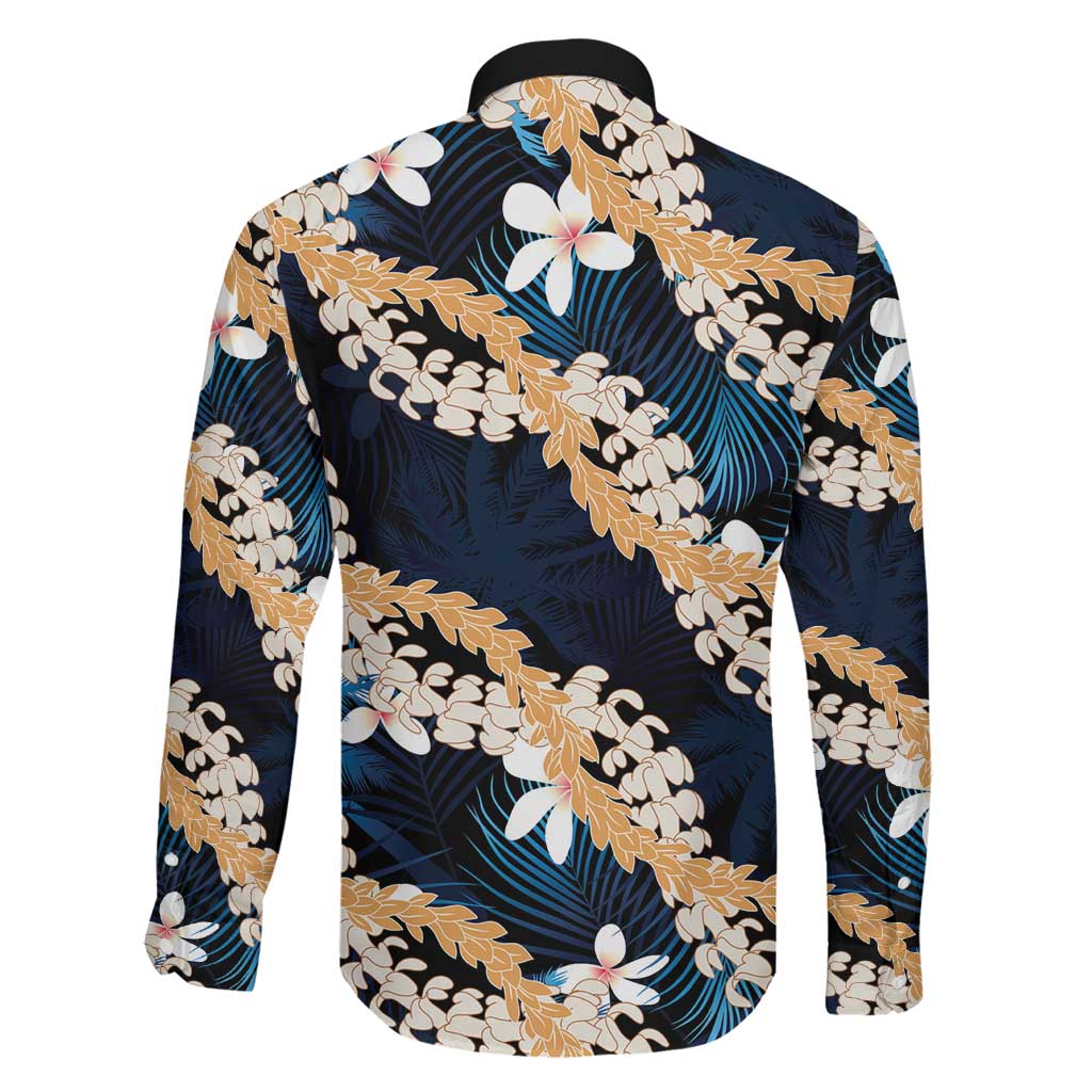 Puakenikeni Maile Lei Family Matching Tank Maxi Dress and Hawaiian Shirt Frangipani Blue Tropical Leaves