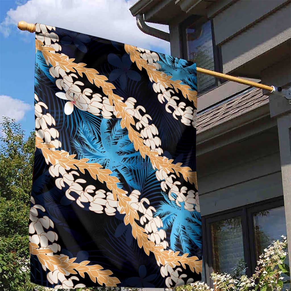 Puakenikeni Maile Lei Garden Flag Frangipani Blue Tropical Leaves LT01 - Polynesian Pride