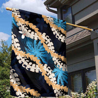 Puakenikeni Maile Lei Garden Flag Frangipani Blue Tropical Leaves LT01 - Polynesian Pride