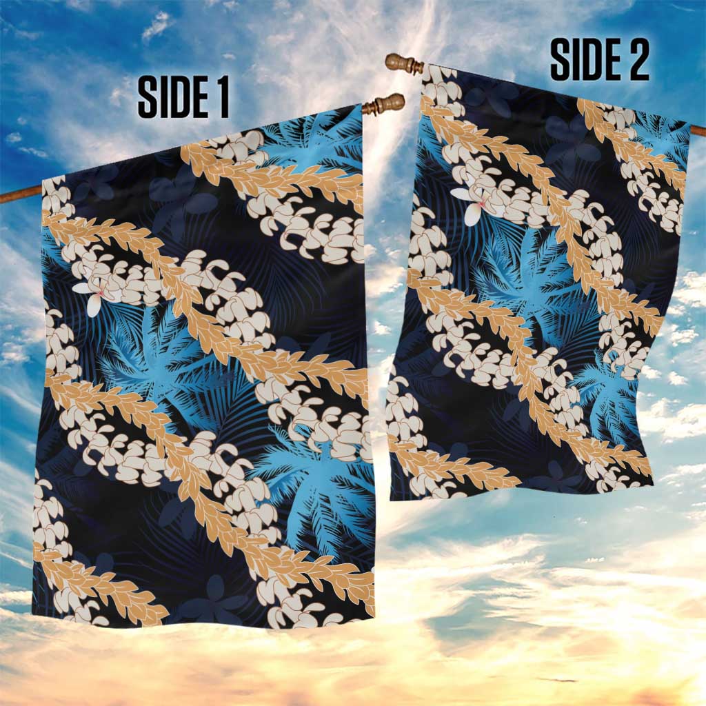 Puakenikeni Maile Lei Garden Flag Frangipani Blue Tropical Leaves LT01 - Polynesian Pride