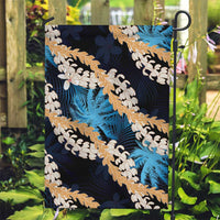 Puakenikeni Maile Lei Garden Flag Frangipani Blue Tropical Leaves LT01 Garden Flag Blue - Polynesian Pride