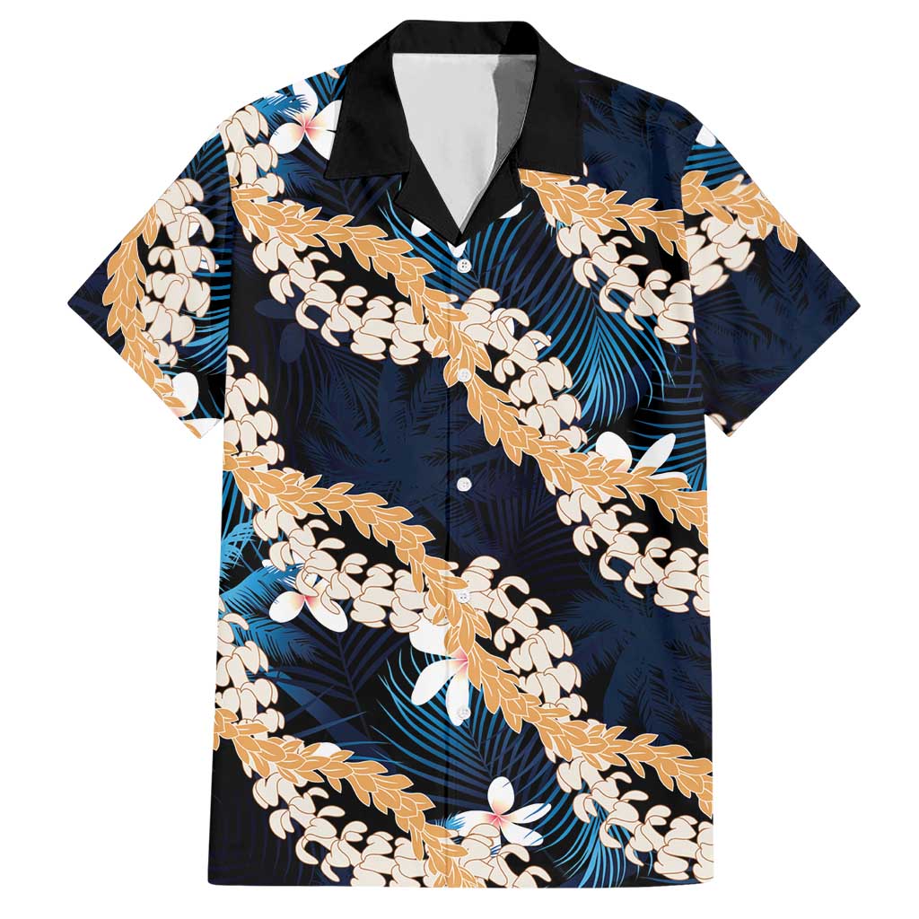 Puakenikeni Maile Lei Hawaiian Shirt Frangipani Blue Tropical Leaves LT01 Blue - Polynesian Pride