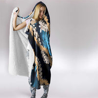Puakenikeni Maile Lei Hooded Blanket Frangipani Blue Tropical Leaves LT01 - Polynesian Pride