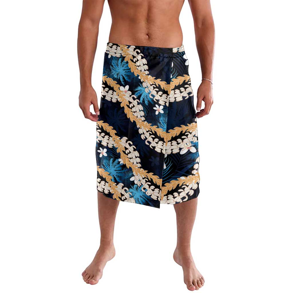 Puakenikeni Maile Lei Lavalava Frangipani Blue Tropical Leaves LT01 Blue - Polynesian Pride
