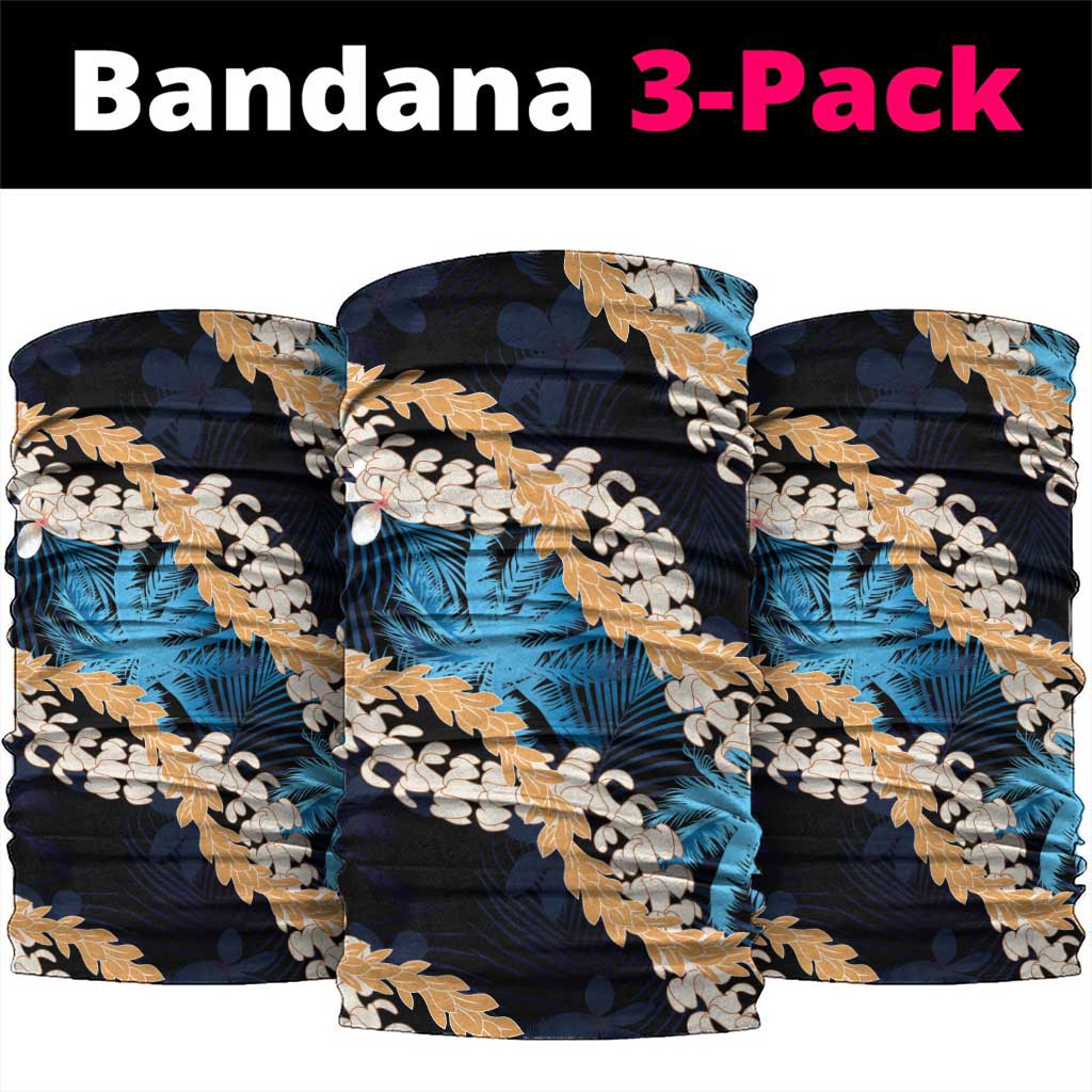Puakenikeni Maile Lei Neck Gaiter Frangipani Blue Tropical Leaves LT01 package One Size: 25*50cm Blue - Polynesian Pride