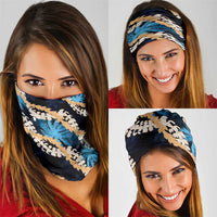 Puakenikeni Maile Lei Neck Gaiter Frangipani Blue Tropical Leaves LT01 - Polynesian Pride