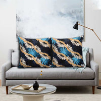 Puakenikeni Maile Lei Pillow Cover Frangipani Blue Tropical Leaves LT01 - Polynesian Pride