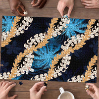 Puakenikeni Maile Lei Puzzle Frangipani Blue Tropical Leaves LT01 - Polynesian Pride