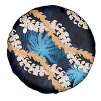 Puakenikeni Maile Lei Spare Tire Cover Frangipani Blue Tropical Leaves LT01 - Polynesian Pride