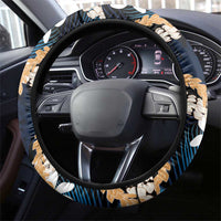 Puakenikeni Maile Lei Steering Wheel Cover Frangipani Blue Tropical Leaves LT01 - Polynesian Pride