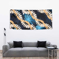 Puakenikeni Maile Lei Tapestry Frangipani Blue Tropical Leaves LT01 - Polynesian Pride
