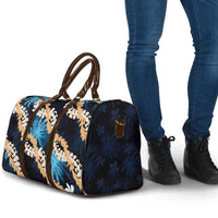 Puakenikeni Maile Lei Travel Bag Frangipani Blue Tropical Leaves LT01 - Polynesian Pride