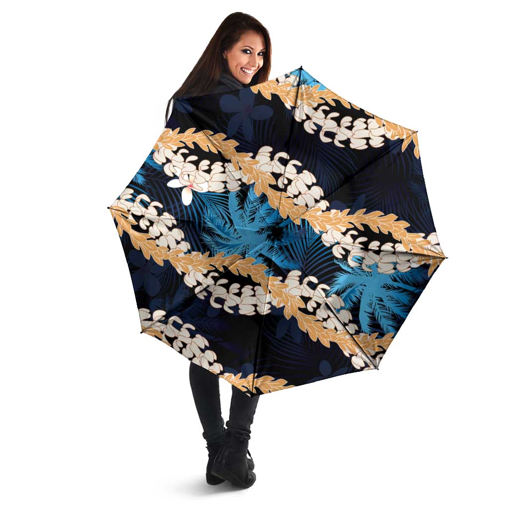 Puakenikeni Maile Lei Umbrella Frangipani Blue Tropical Leaves LT01 - Polynesian Pride