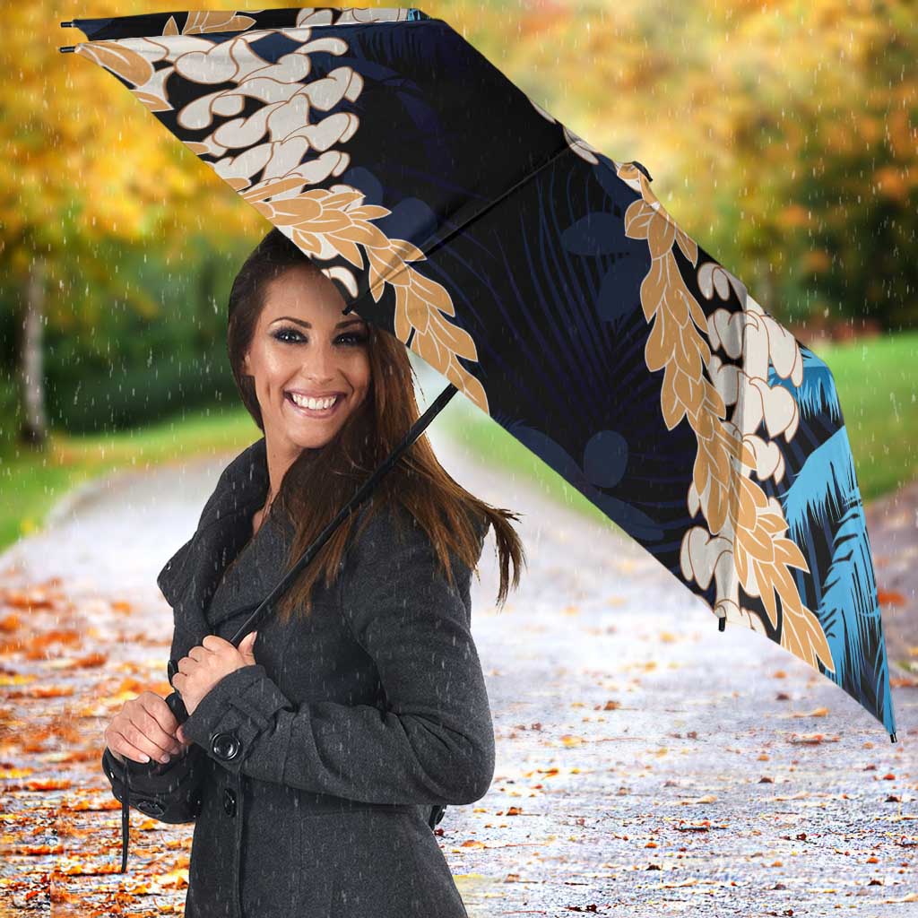 Puakenikeni Maile Lei Umbrella Frangipani Blue Tropical Leaves LT01 - Polynesian Pride