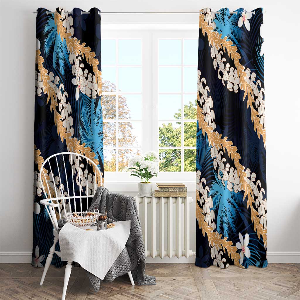 Puakenikeni Maile Lei Window Curtain Frangipani Blue Tropical Leaves LT01 - Polynesian Pride