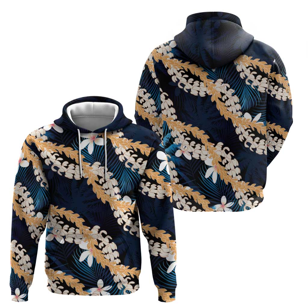 Puakenikeni Maile Lei Zip Hoodie Frangipani Blue Tropical Leaves LT01 - Polynesian Pride