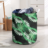 Puakenikeni Maile Lei Laundry Basket Frangipani Green Tropical Leaves LT01 Green - Polynesian Pride