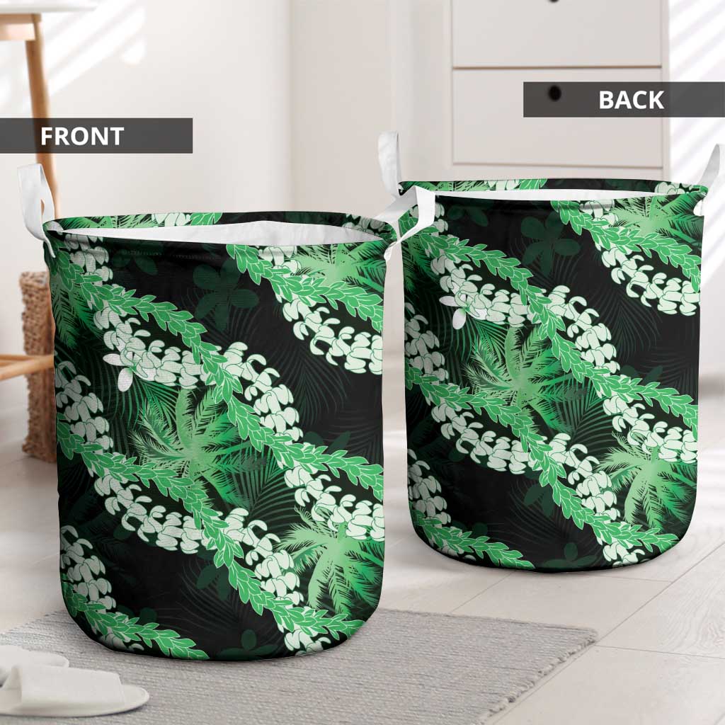 Puakenikeni Maile Lei Laundry Basket Frangipani Green Tropical Leaves LT01 - Polynesian Pride