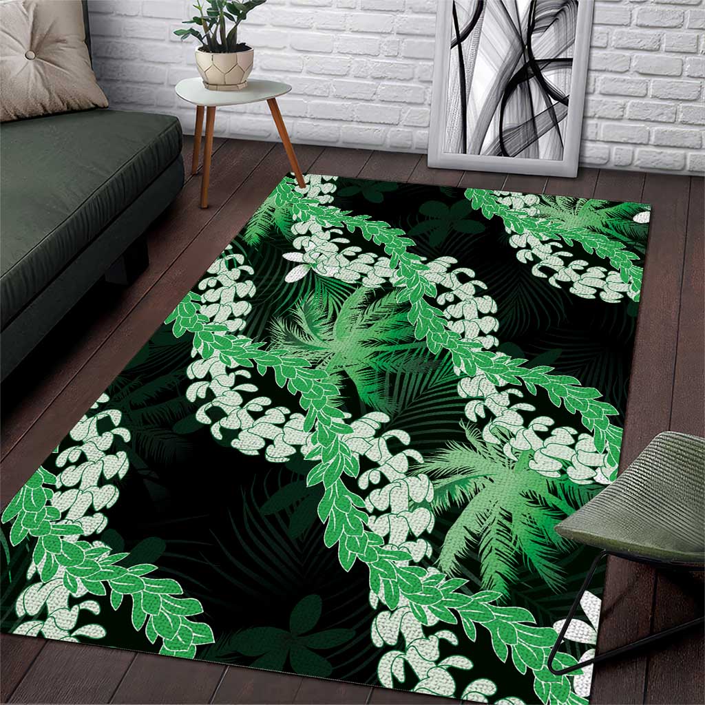 Puakenikeni Maile Lei Area Rug Frangipani Green Tropical Leaves LT01 Green - Polynesian Pride