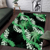 Puakenikeni Maile Lei Area Rug Frangipani Green Tropical Leaves LT01 Green - Polynesian Pride