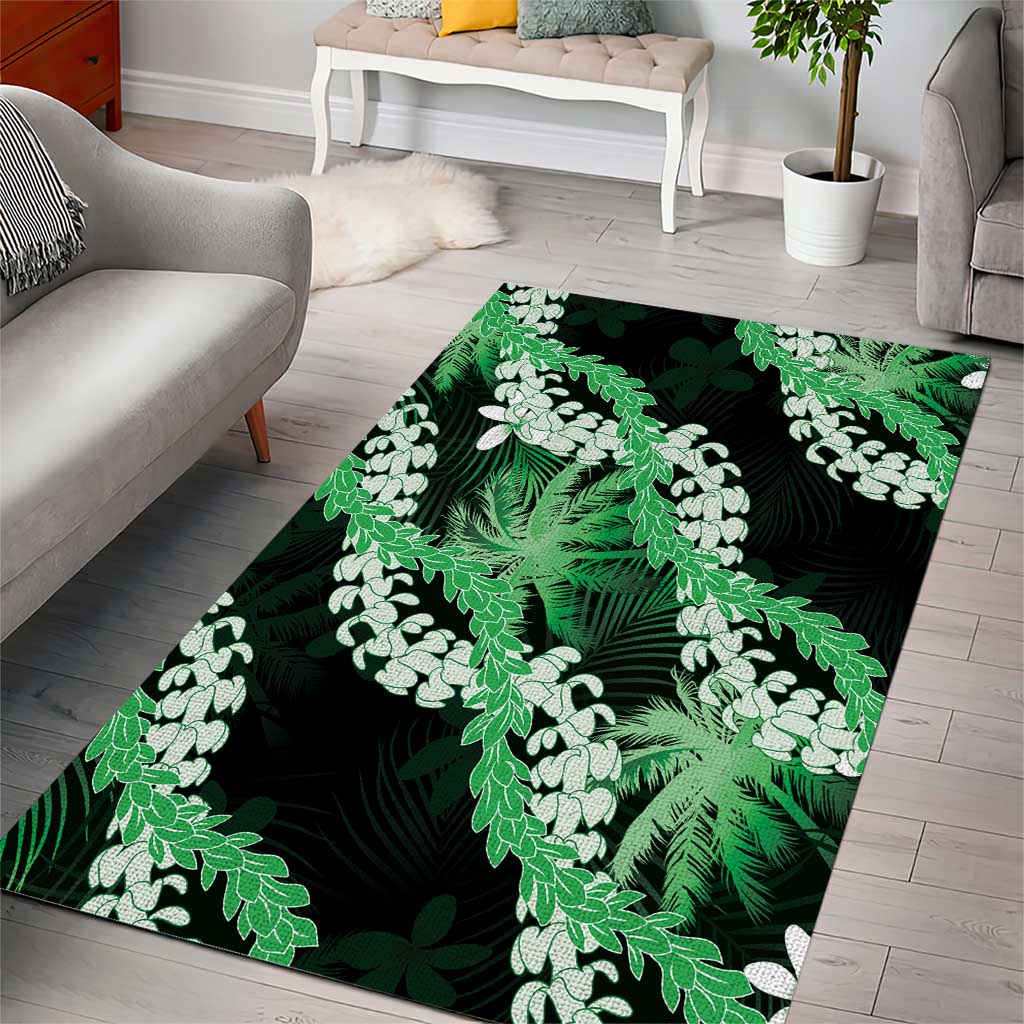 Puakenikeni Maile Lei Area Rug Frangipani Green Tropical Leaves LT01 - Polynesian Pride