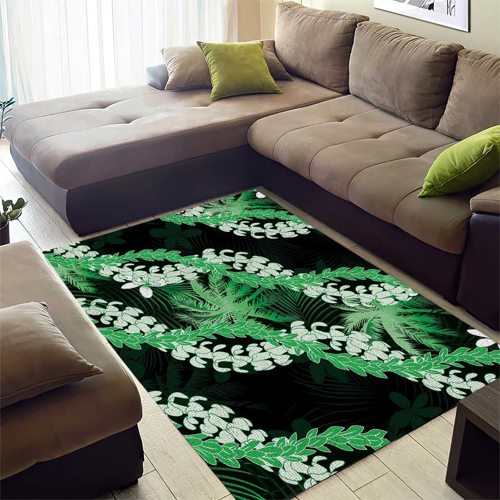 Puakenikeni Maile Lei Area Rug Frangipani Green Tropical Leaves LT01 - Polynesian Pride
