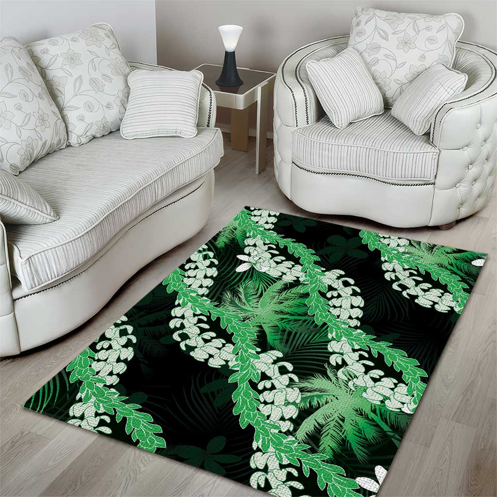 Puakenikeni Maile Lei Area Rug Frangipani Green Tropical Leaves LT01 - Polynesian Pride