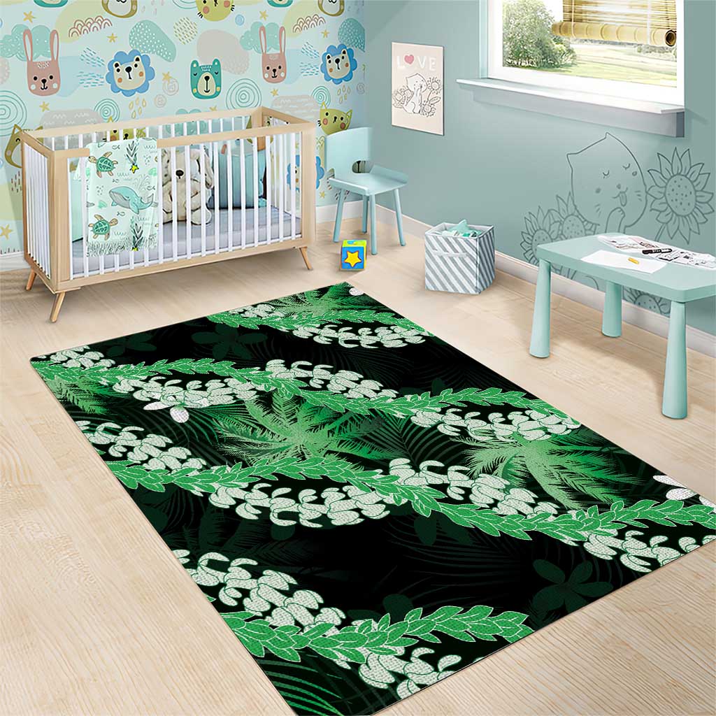 Puakenikeni Maile Lei Area Rug Frangipani Green Tropical Leaves LT01 - Polynesian Pride