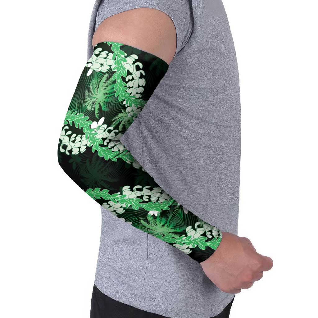 Puakenikeni Maile Lei Arm Sleeves Frangipani Green Tropical Leaves LT01 - Polynesian Pride
