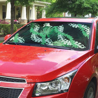 Puakenikeni Maile Lei Auto Sun Shade Frangipani Green Tropical Leaves LT01 - Polynesian Pride