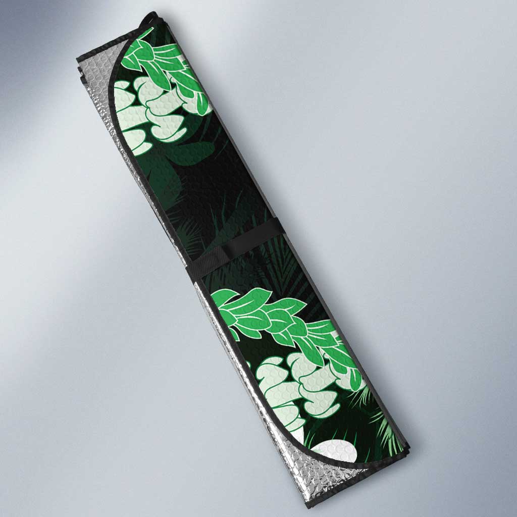Puakenikeni Maile Lei Auto Sun Shade Frangipani Green Tropical Leaves LT01 - Polynesian Pride