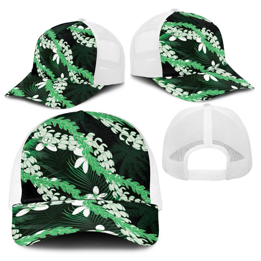 Puakenikeni Maile Lei Baseball Net Cap Frangipani Green Tropical Leaves LT01 - Polynesian Pride