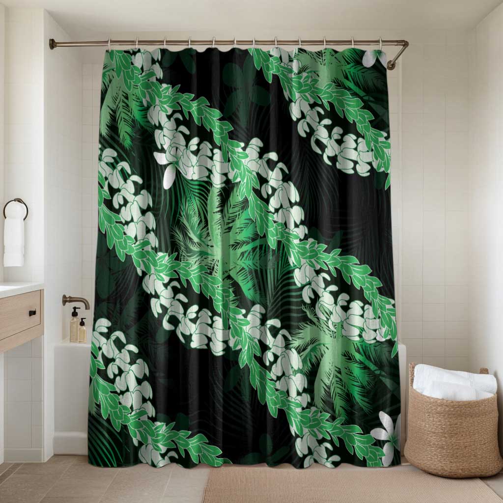 Puakenikeni Maile Lei Bathroom Set Frangipani Green Tropical Leaves LT01 Shower Curtain Only Green - Polynesian Pride
