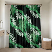 Puakenikeni Maile Lei Bathroom Set Frangipani Green Tropical Leaves LT01 Shower Curtain Only Green - Polynesian Pride