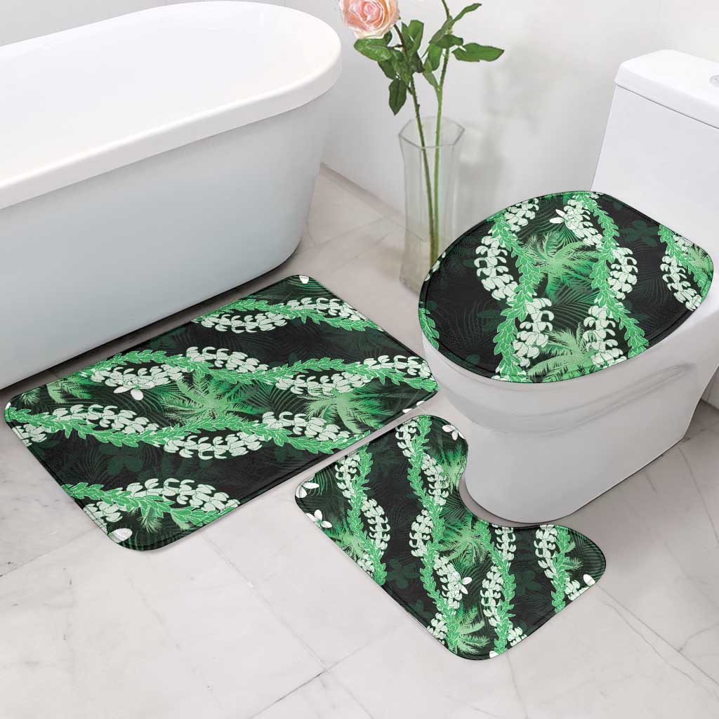 Puakenikeni Maile Lei Bathroom Set Frangipani Green Tropical Leaves LT01 - Polynesian Pride
