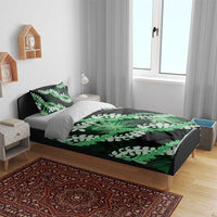 Puakenikeni Maile Lei Bedding Set Frangipani Green Tropical Leaves