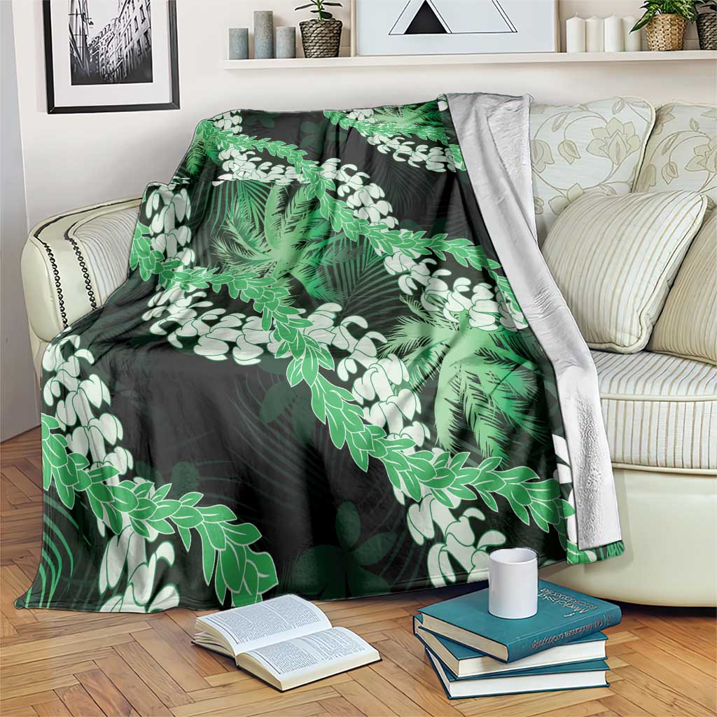 Puakenikeni Maile Lei Blanket Frangipani Green Tropical Leaves LT01 Green - Polynesian Pride