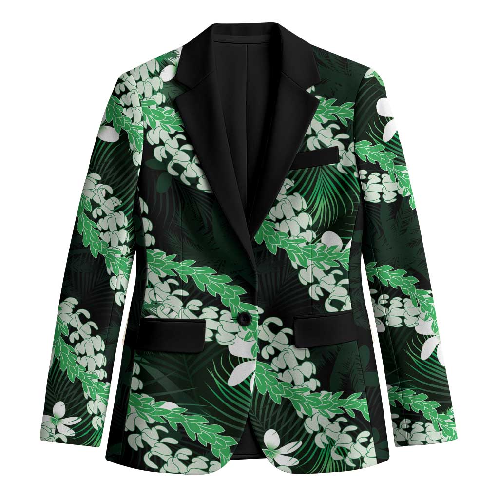 Puakenikeni Maile Lei Blazer Frangipani Green Tropical Leaves LT01 Unisex Green - Polynesian Pride
