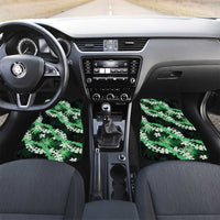 Puakenikeni Maile Lei Car Mats Frangipani Green Tropical Leaves LT01 Set 2pcs - Front Green - Polynesian Pride