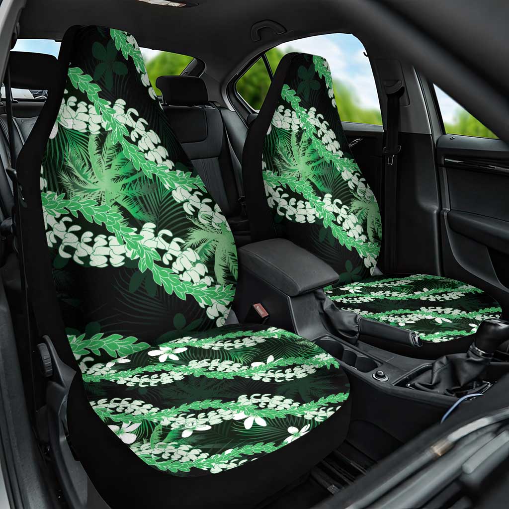 Puakenikeni Maile Lei Car Seat Cover Frangipani Green Tropical Leaves