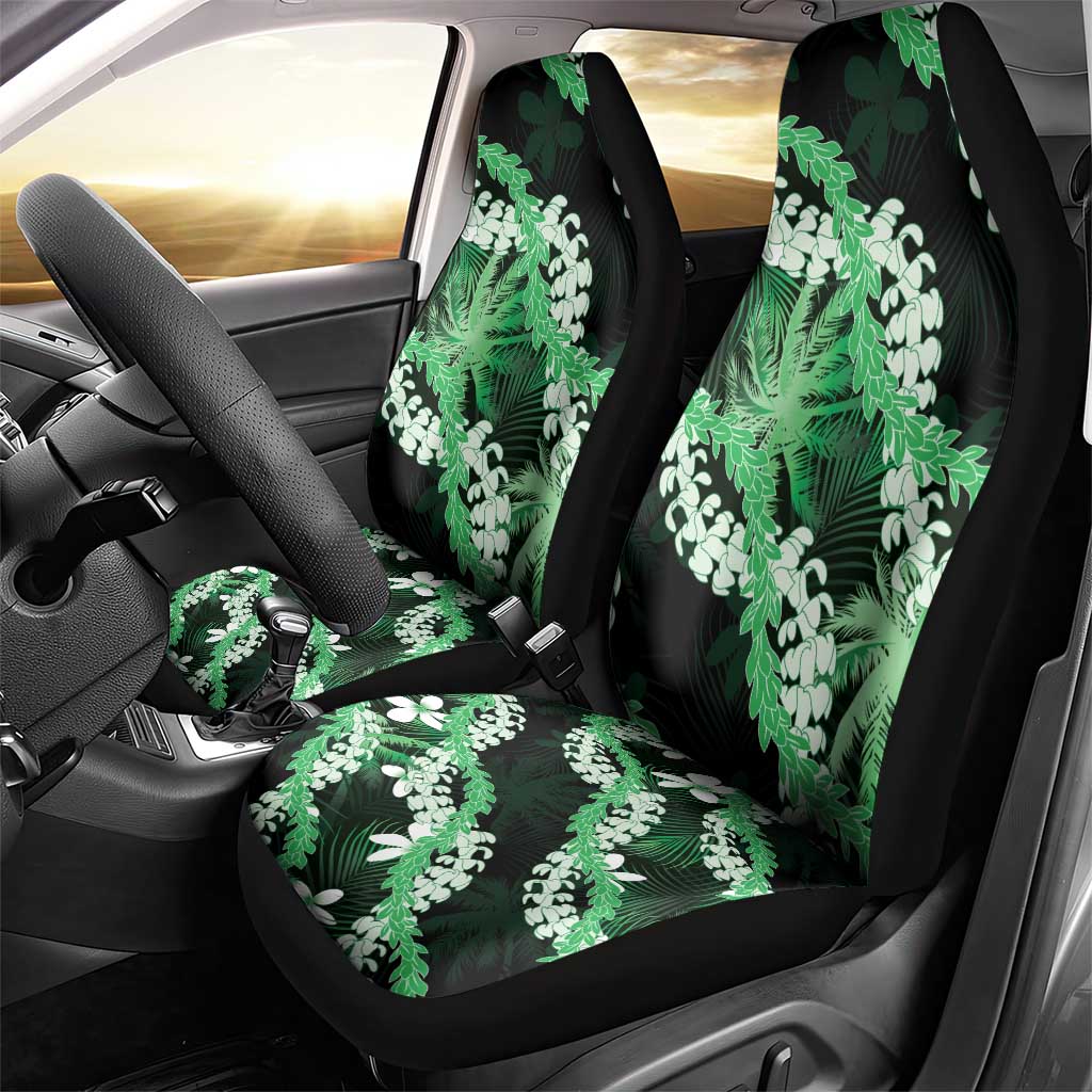 Puakenikeni Maile Lei Car Seat Cover Frangipani Green Tropical Leaves