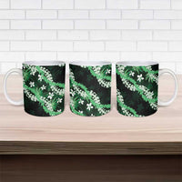 Puakenikeni Maile Lei Ceramic Mug Frangipani Green Tropical Leaves LT01 - Polynesian Pride